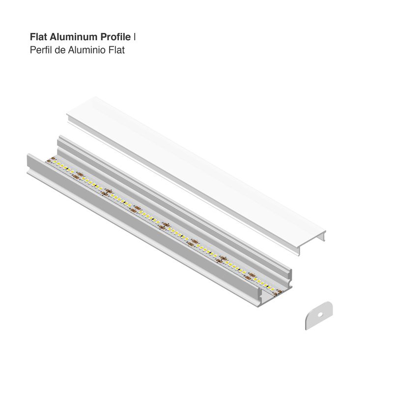Surface-Mount Flat anodized LED Aluminum Channel, 8.20ft 0.66x0.26in