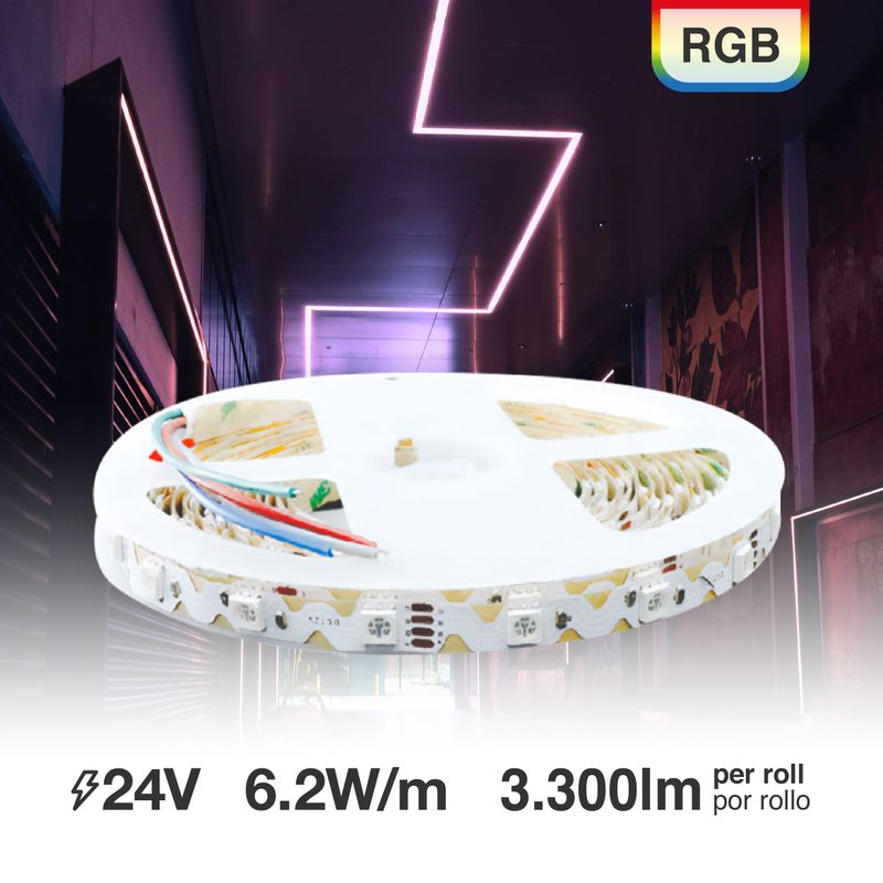 12mm SMD5050 S-Shape LED Strip RGB 24V 10.8W/m 48LEDs/m, 16.4ft