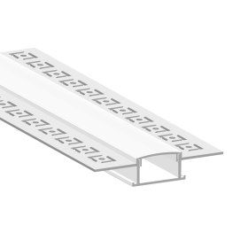 Plaster-In Anodized Aluminum Profile, White Milky Cover, 8.20ft 2.40x0.55in