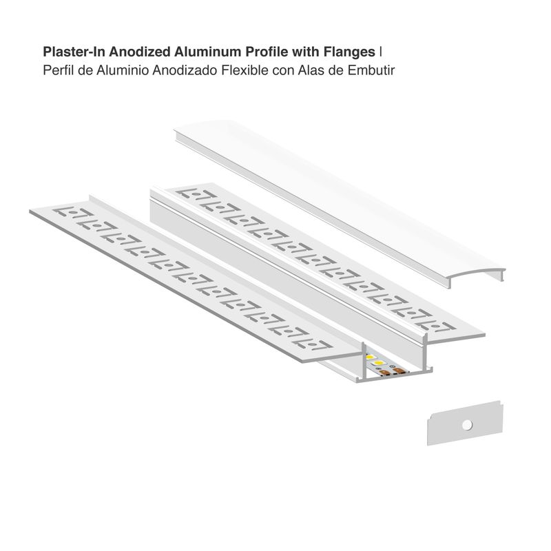 Plaster-In Linear anodized LED Aluminum Channel, 8.20ft 2.40x0.55in