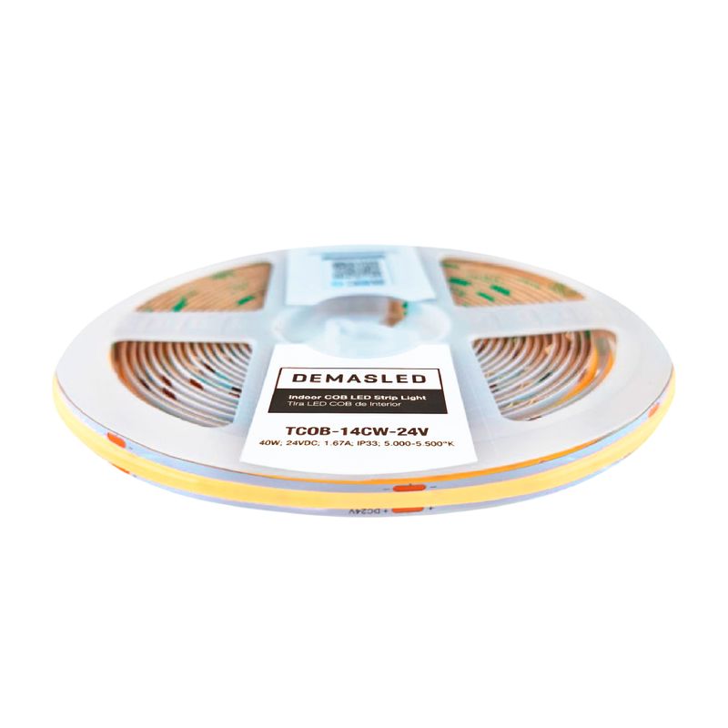 5mm COB LED Strip Cold White 5000-5500K 24V 8W/m 936lm/m 480LED/m 16.4ft