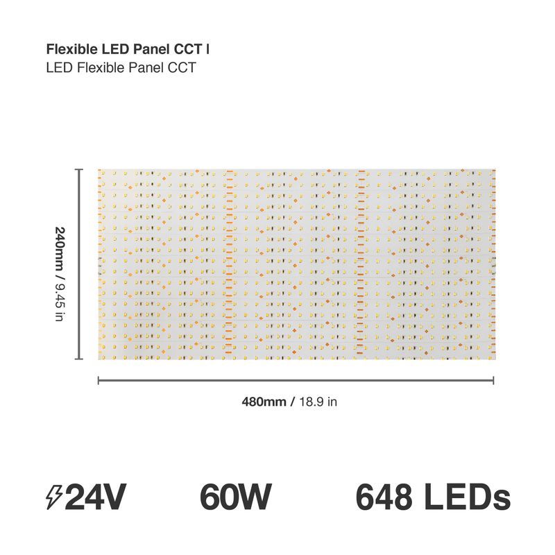LED Flexible Panel 480x240mm SMD2835, CCT  2700 - 6500, 24V 60W 648LEDs