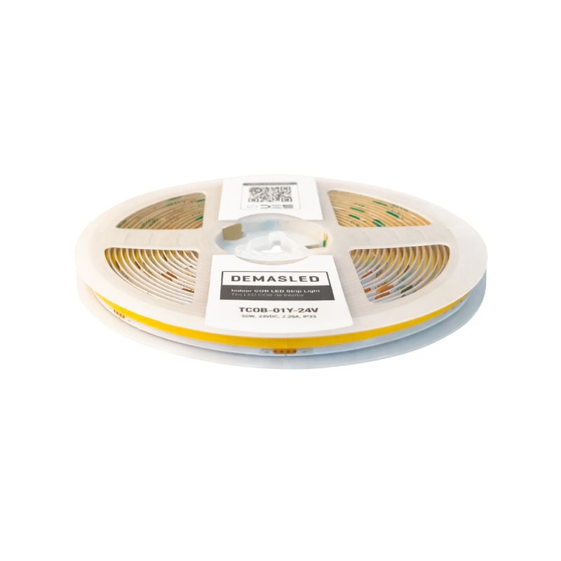 8mm COB LED Strip Yellow 24V 11W/m 550lm/m 480LED/m IP20 16.4ft