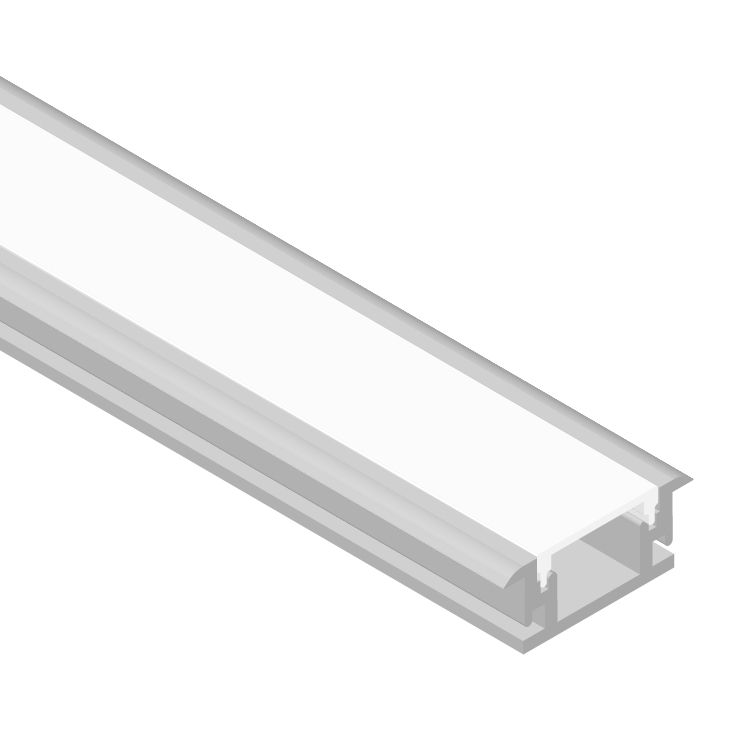 Recessed Anodized Aluminum Profile, White Milky Cover, 8.2ft 0.83x0.43in