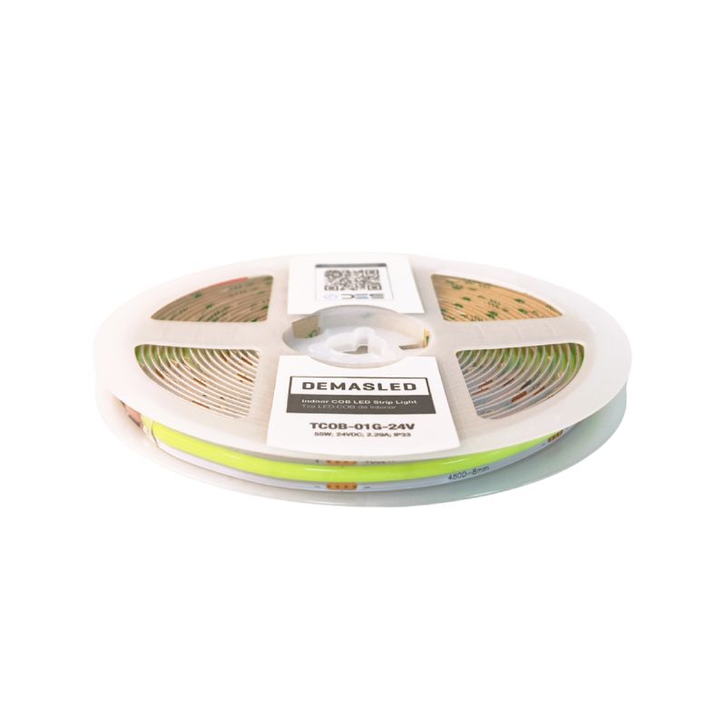 8mm COB LED Strip Green 24V 11W/m 1265lm/m 480LED/m IP33 16.4ft