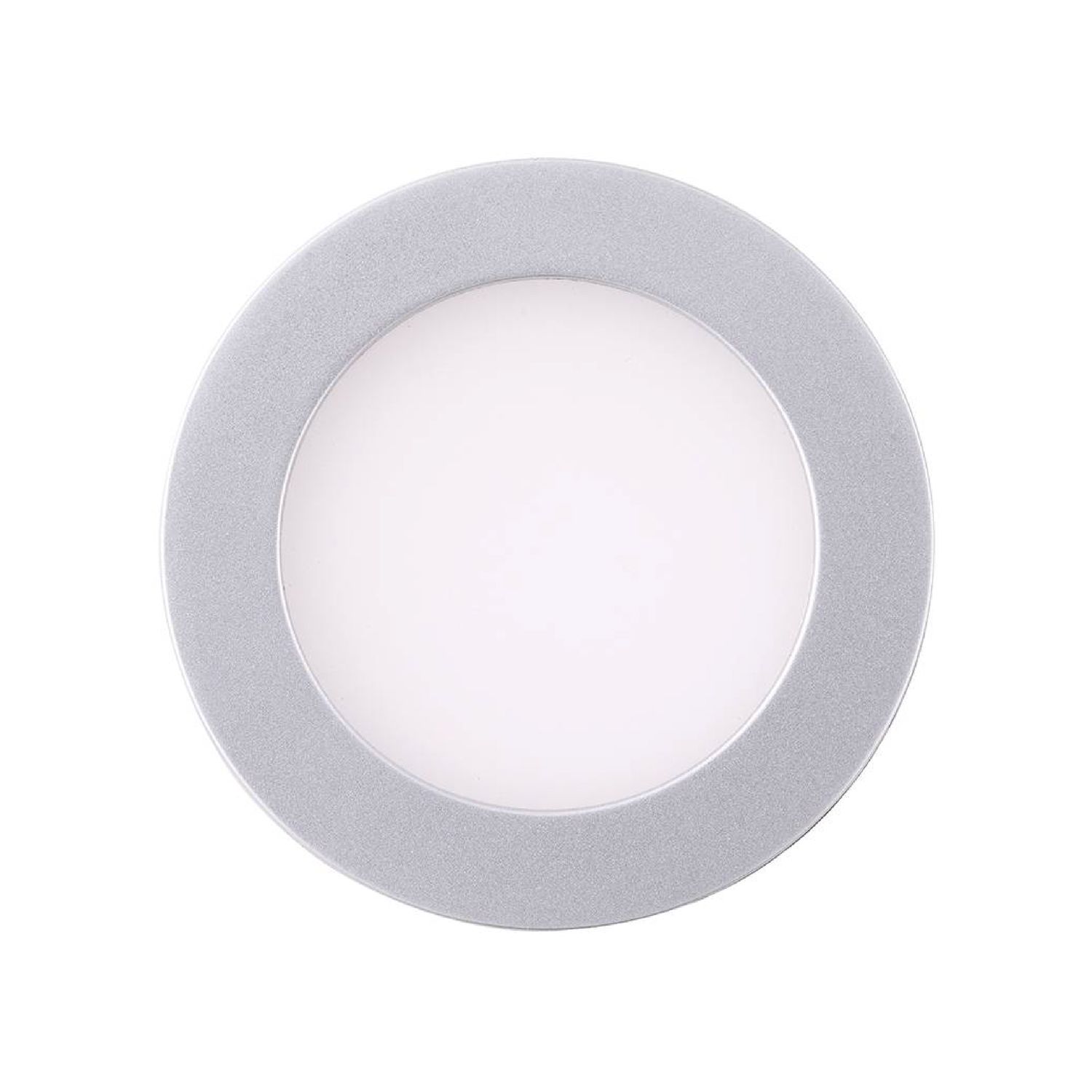 Round White LED Cabinet Puck Panel ø2.55x0.41in 1.8W 152lm Warm White 3000K, Recessed/Surface