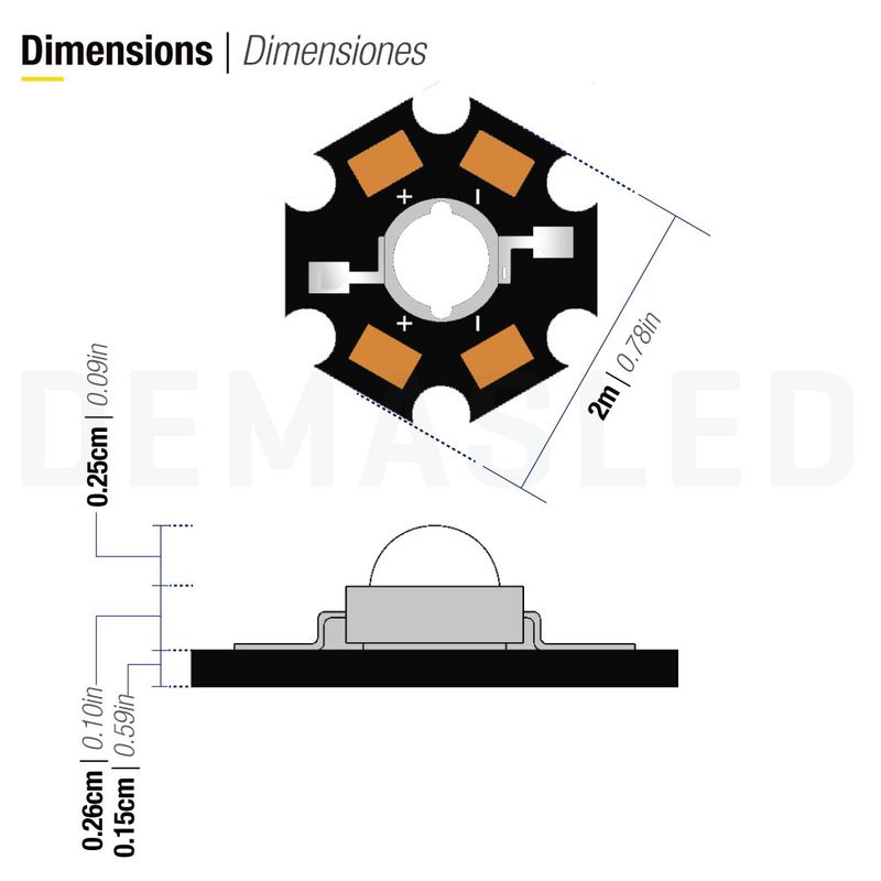 RGB plus White LED High Power Star, 5V 1A 3W