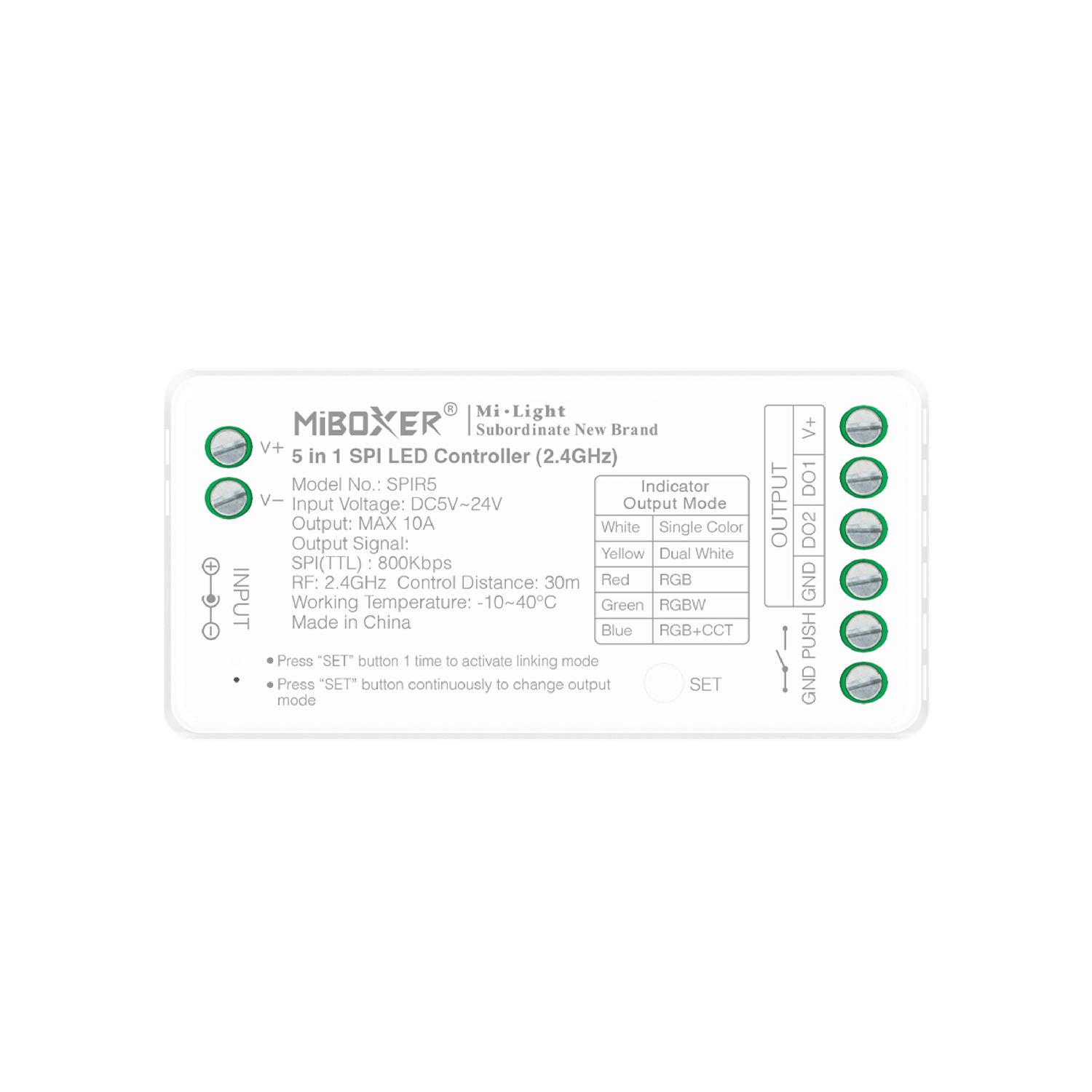 Pixel SPI 5-in-1 Addressable RGB/RGBW/Single Color LED Controller 5-24V 10A Total