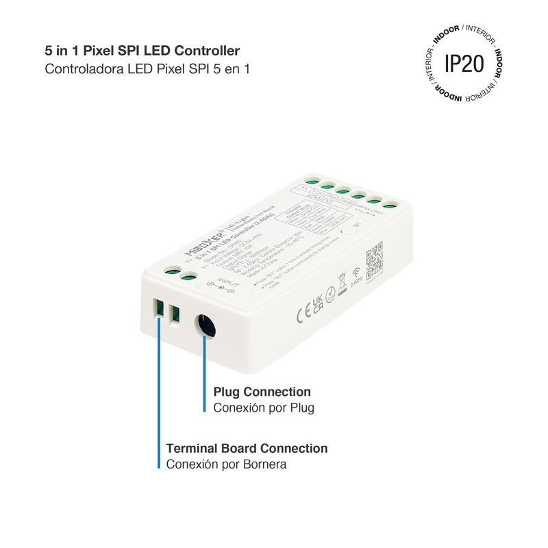 Pixel SPI 5-in-1 Addressable RGB/RGBW/Single Color LED Controller 5-24V 10A Total