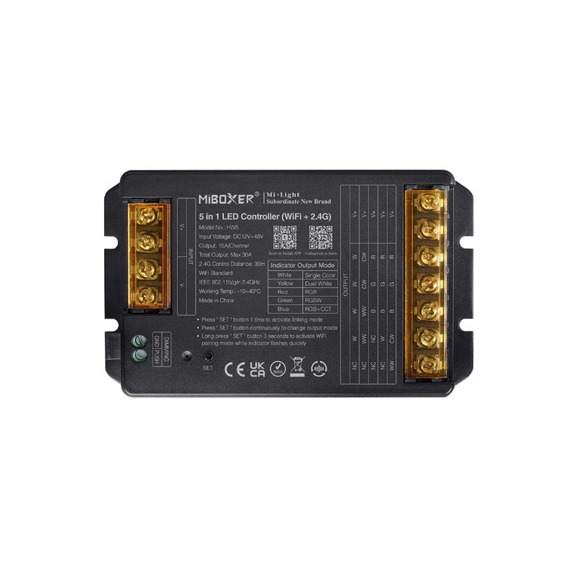 5 in 1 LED Controller WiFi 2.4GHz Output 30A Max IP20