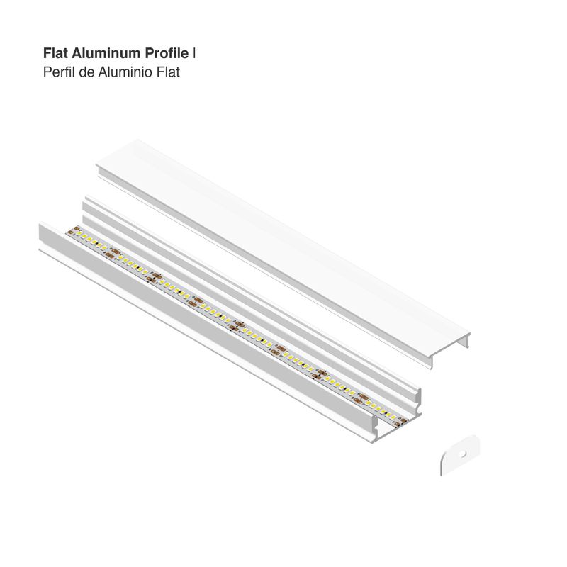 Surface-Mount Flat white LED Aluminum Channel, 8.20ft 0.66x0.26in