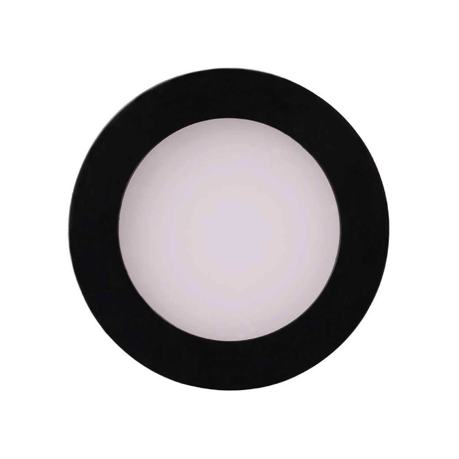 Round Black LED Cabinet Puck Panel ø2.55x0.41in 1.8W 152lm Warm White 3000K, Recessed/Surface