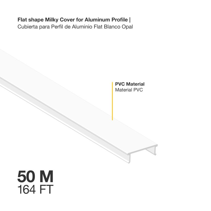 Flat shape Milky Cover 164ft for Aluminum Profile per-59