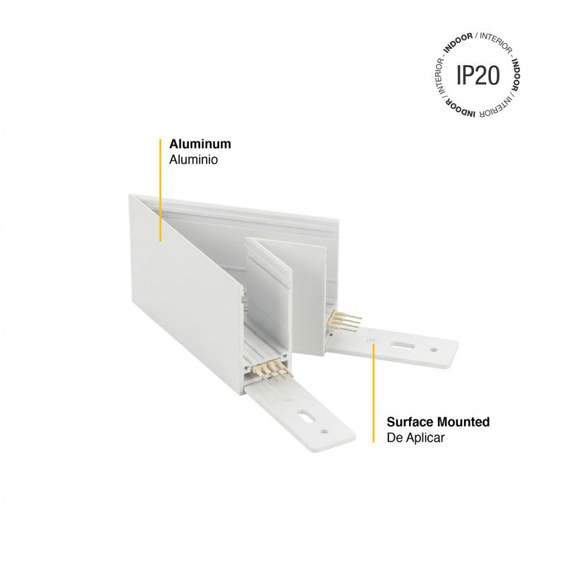 Corner R-S Connector for White Magnetic Light Track, Surface Mount, 45°