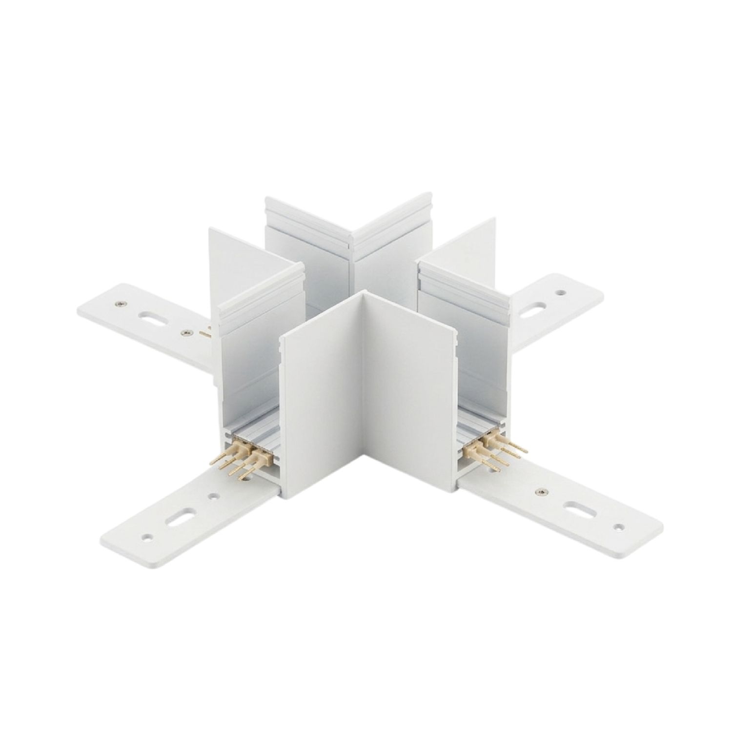 X-Shape Corner Connector for White Magnetic Light Track, Surface Mount