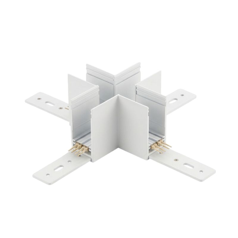 X-Shape Corner Connector for White Magnetic Light Track, Surface Mount