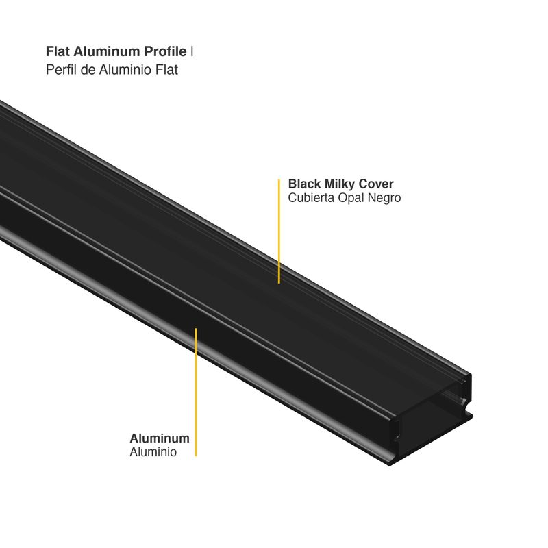 Surface-Mount Flat black LED Aluminum Channel, 8.20ft 0.66x0.26in