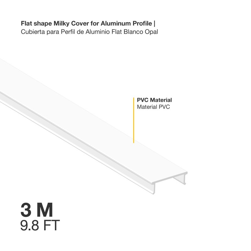 Flat shape Milky Cover 9.84ft for Aluminum Profile per-59