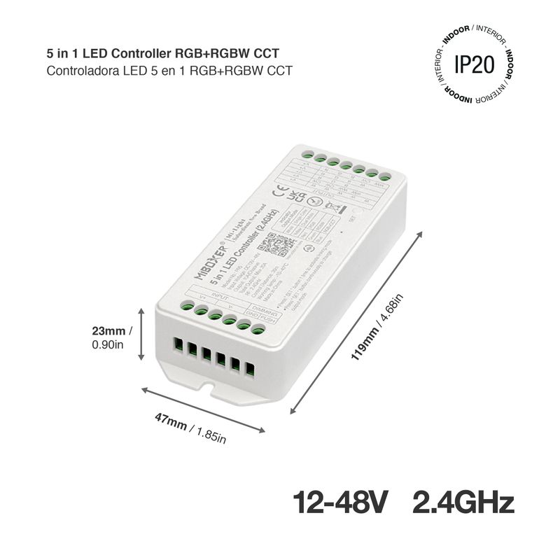 5 in 1 LED Controller 2.4GHz Output 20A Max IP20