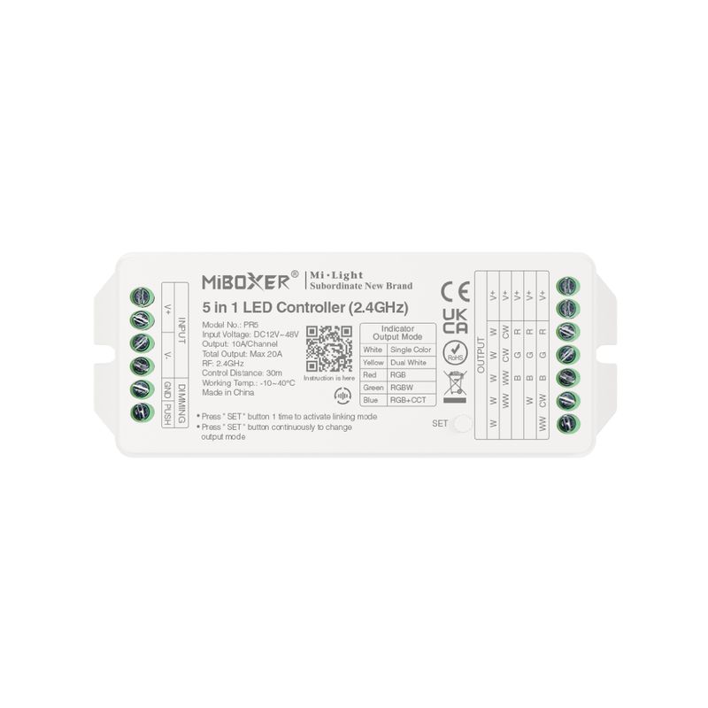 5 in 1 LED Controller 2.4GHz Output 20A Max IP20