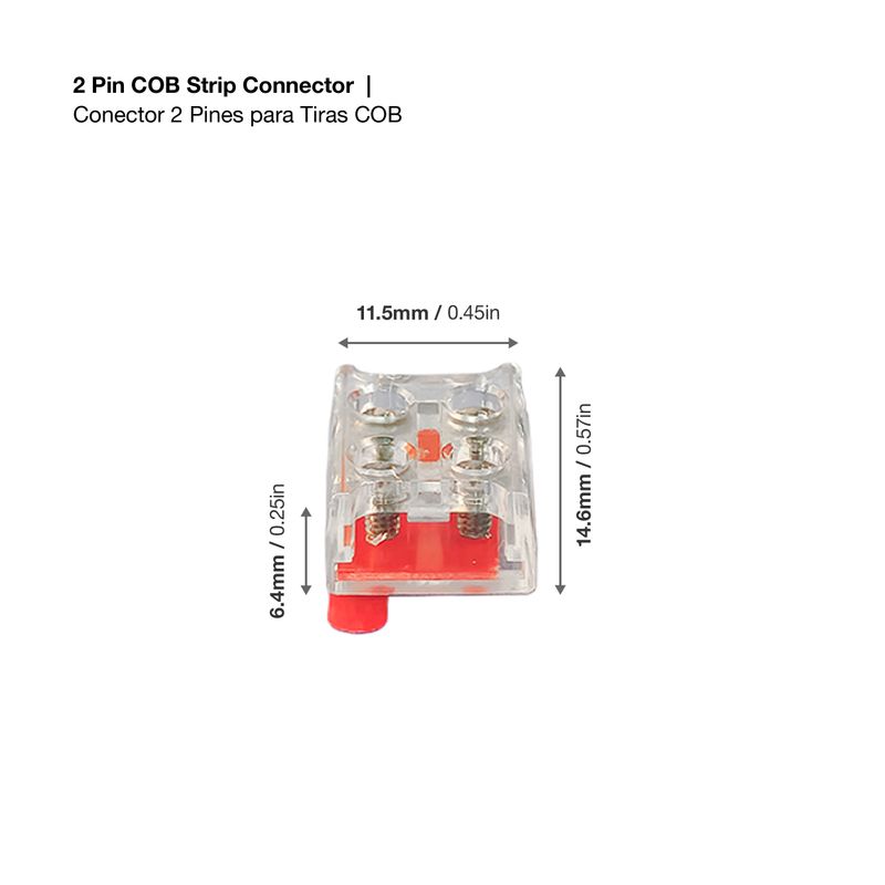 2 Pin 10mm Cob Strip Connector PCB 10 pcs/bag