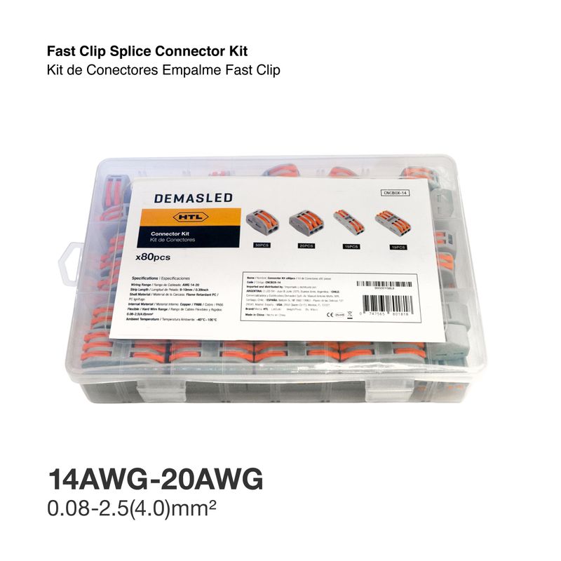 Fast Clip Splice Connector Kit 2 and 3 lever terminals, 2x2 and 3x3 lever-nut terminals x80 pieces
