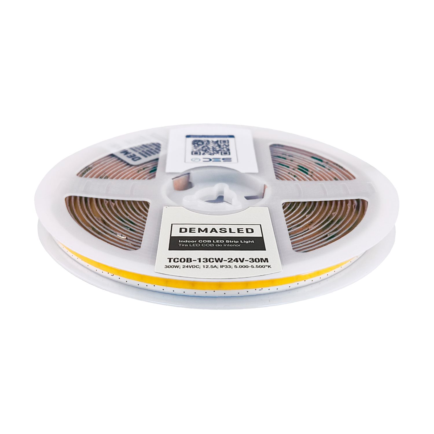 8mm COB LED Strip Freecut Cold White 5000-5500K 24V 10W/m 528LEDs/m 98.4ft