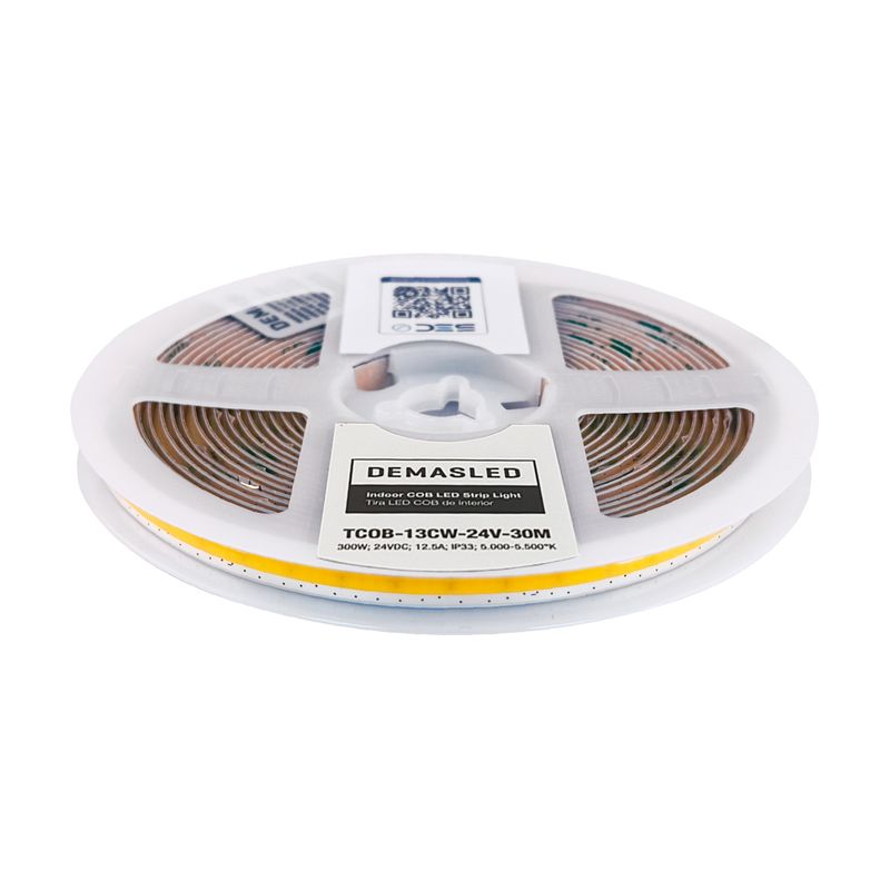 8mm COB LED Strip Freecut Cold White 5000-5500K 24V 10W/m 528LEDs/m 98.4ft