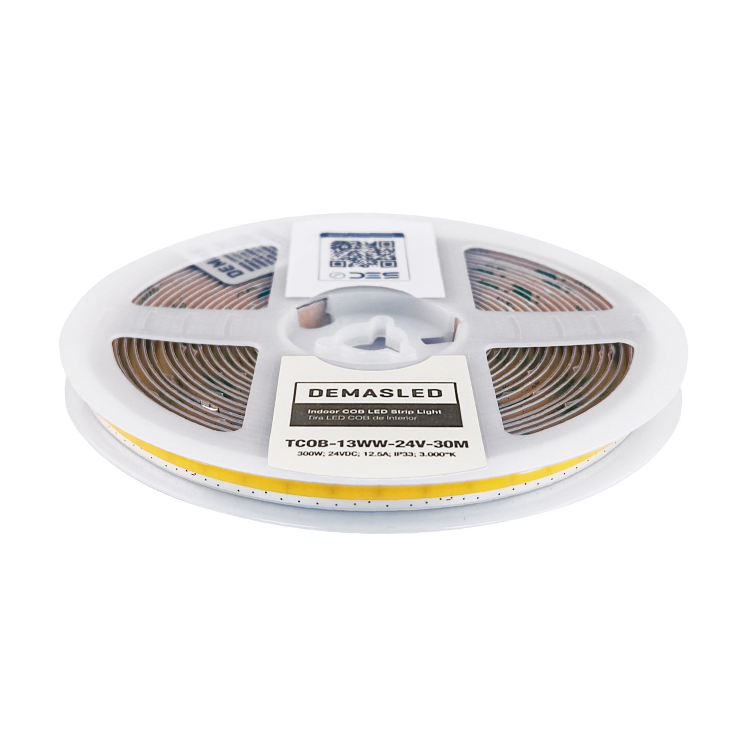 8mm COB LED Strip Freecut Warm White 3000K 24V 10W/m 528LEDs/m 98.4ft