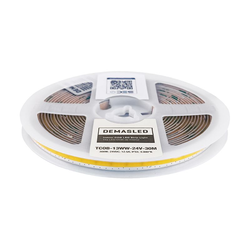 8mm COB LED Strip Freecut Warm White 3000K 24V 10W/m 528LEDs/m 98.4ft