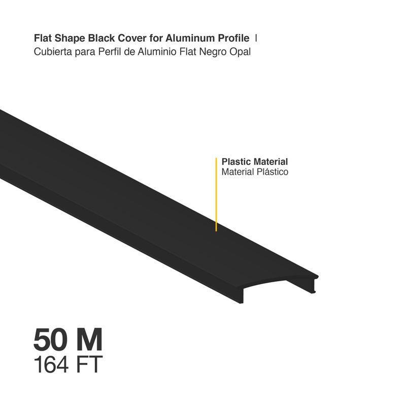 FLAT shape Black Cover 164ft for Aluminum Profile 3.46x0.72in