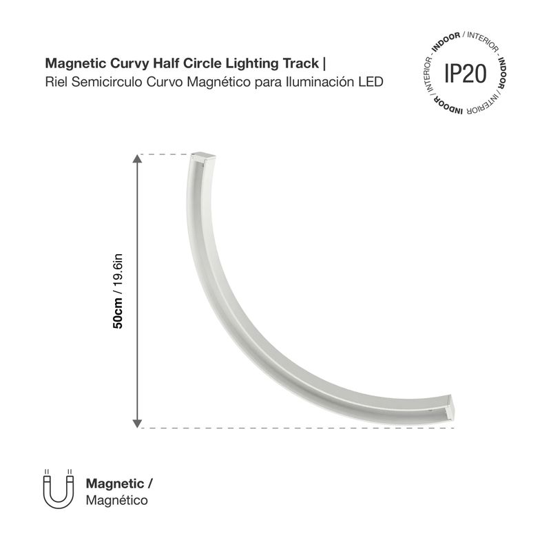 White Magnetic Curvy Lighting Track, Surface Mount