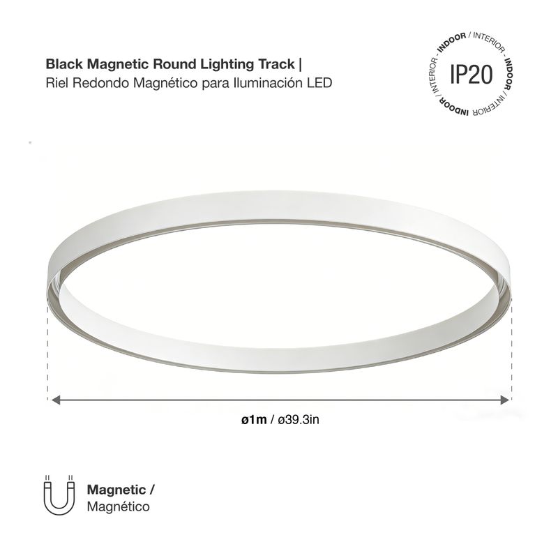 White Magnetic Round Lighting Track, Surface Mount
