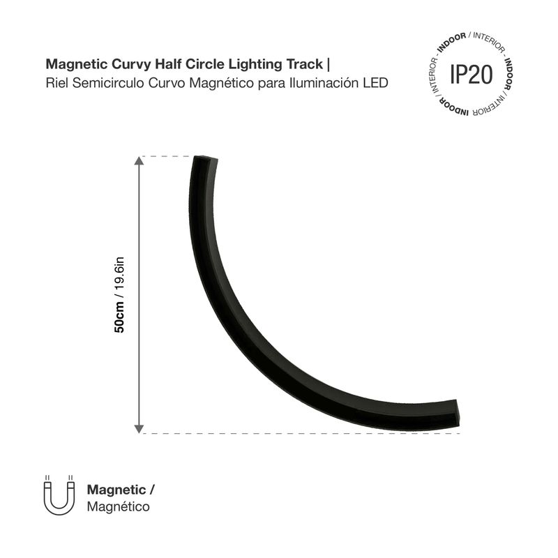 Black Magnetic Curvy Lighting Track, Surface Mount 