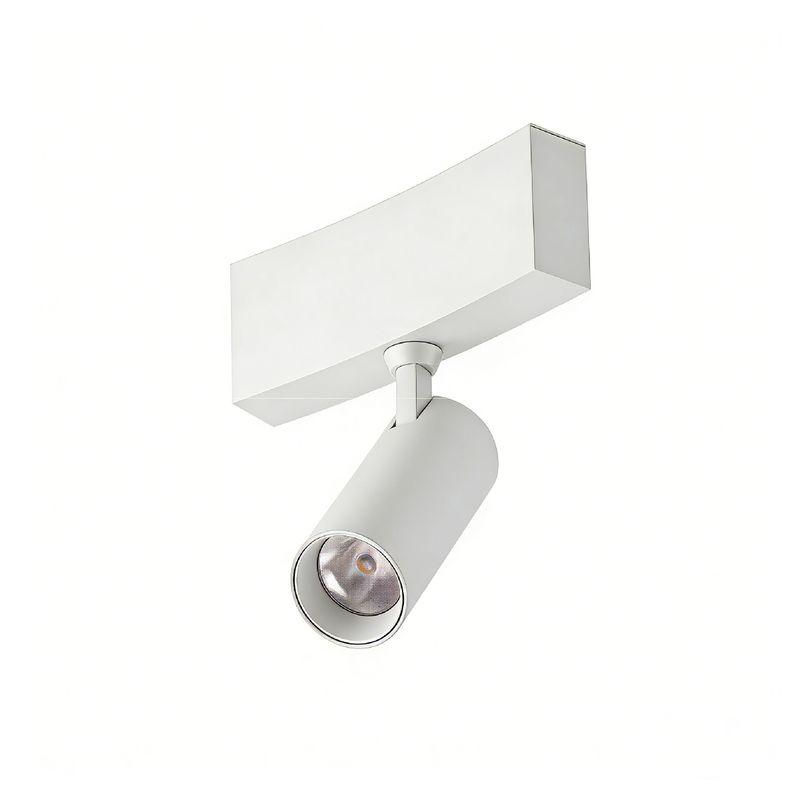 White Curved Magnetic Track Light, Multidirectional, 5W, Warm White 3000K, 30°