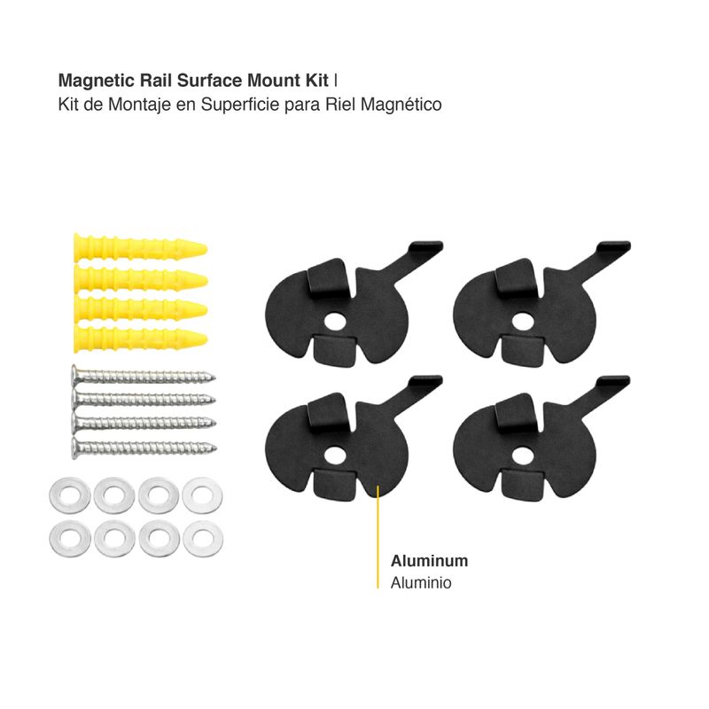 Black magnetic rail surface mount kit