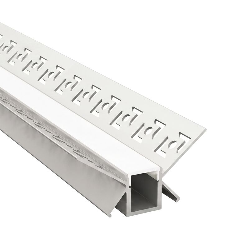 Aluminum Profile, Anodized, V-Shape Inner Corner, Recessed, 1.82x0.94in, White Milky Cover, 6.56ft 