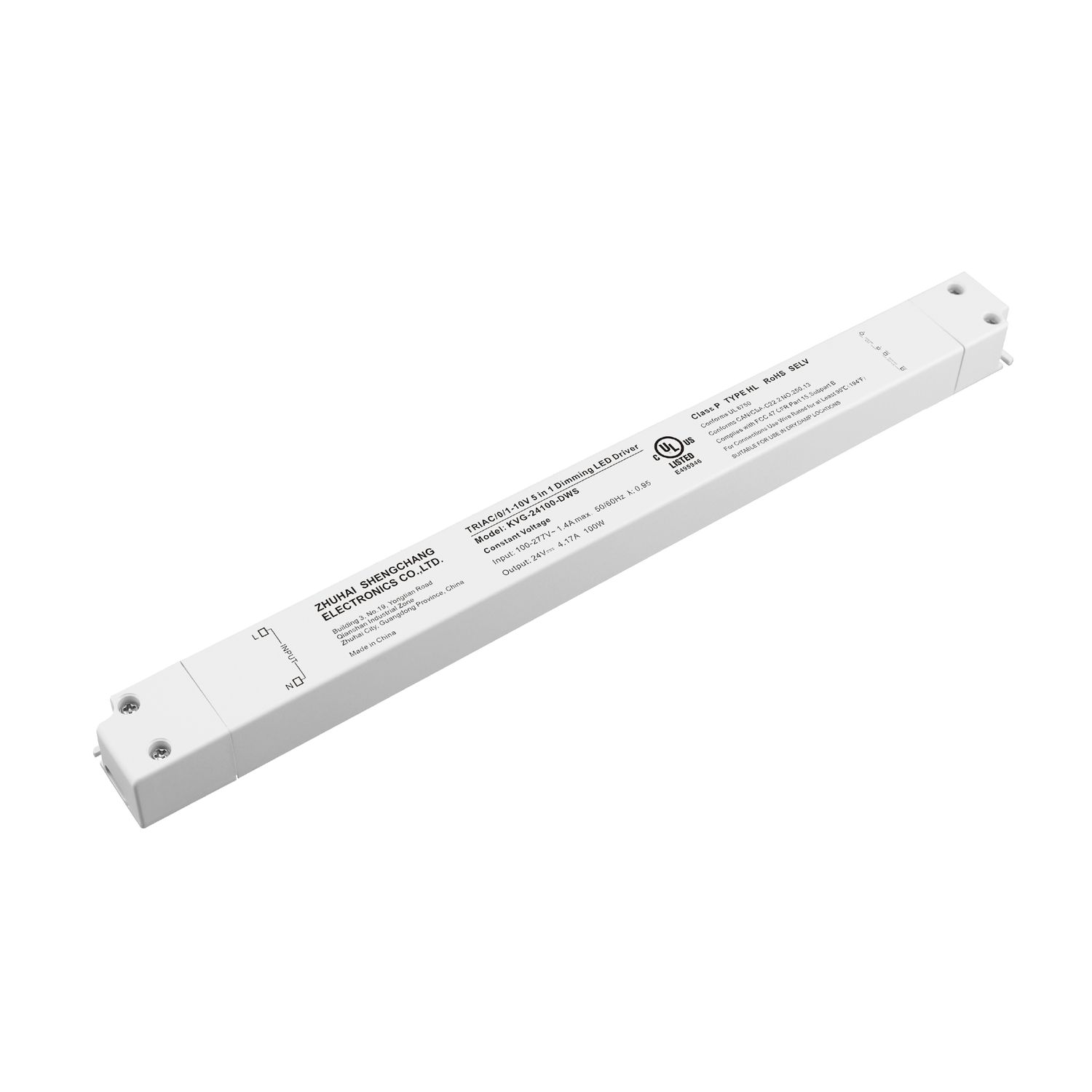 24V 150W 6.25A LED Power Supply, 5-in-1 TRIAC/0-10V Dimmable, IP20, UL