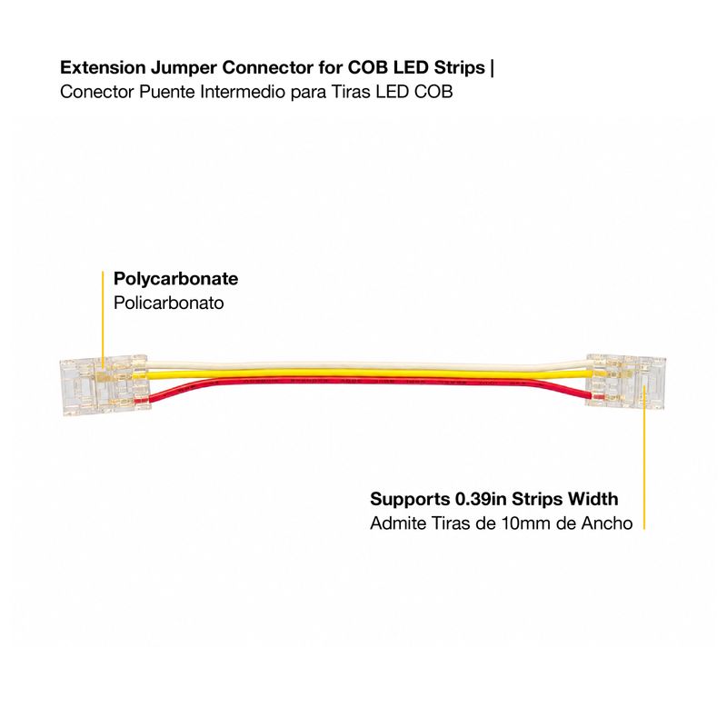 3-Pin 10mm Transparent LED Strip-Wire-Strip Extension Jumper Connector Cable for Strips TCOB-04/TCOB