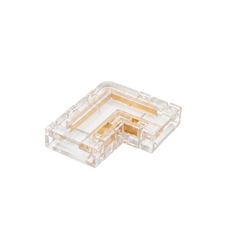 3-Pin 10mm L-Shaped Clear LED Corner Connector 90-Degree Solderless Right Joint for Strips TCOB-04/