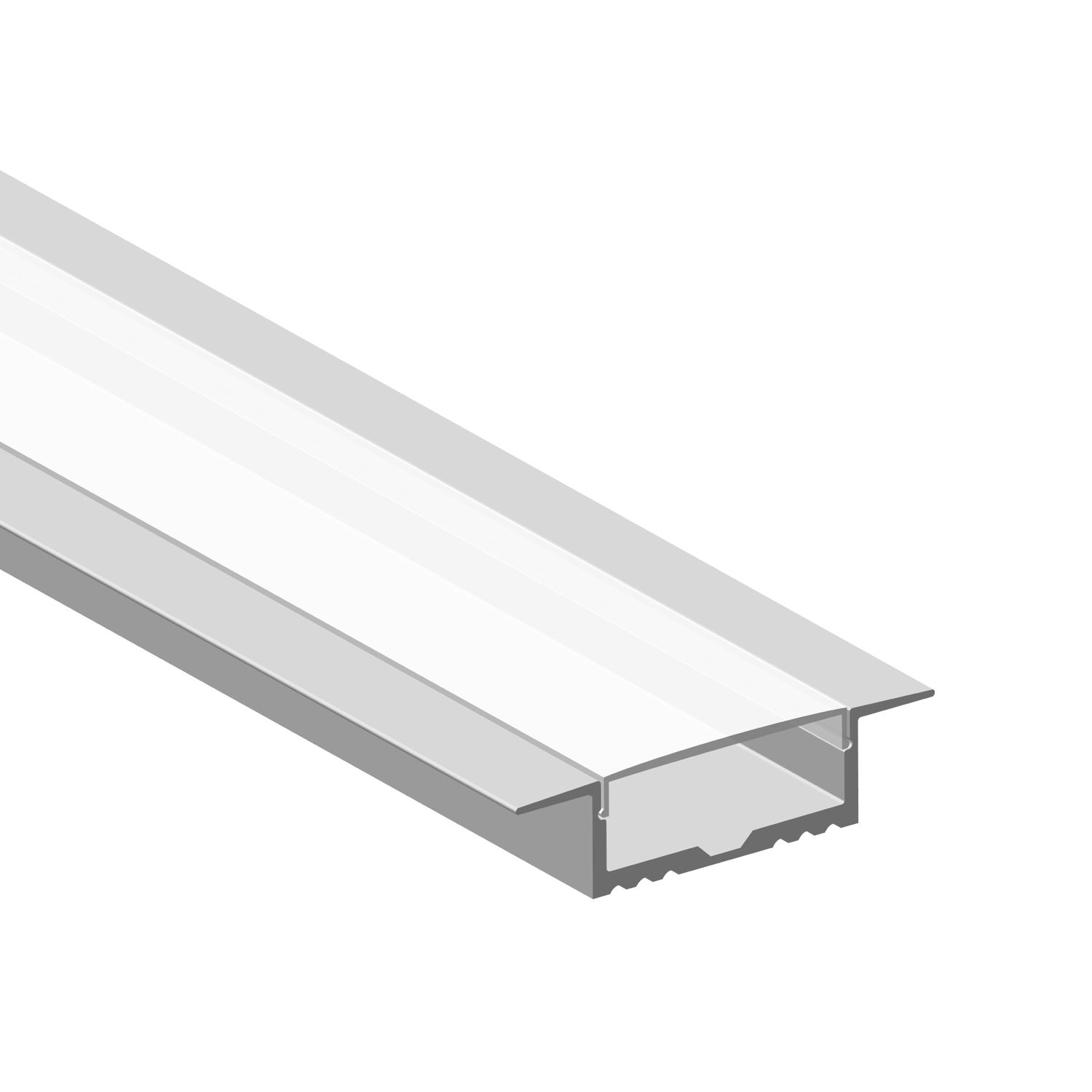 Recessed Anodized Aluminum Profile, White Milky Cover, 8.20ft 2.08x0.54in