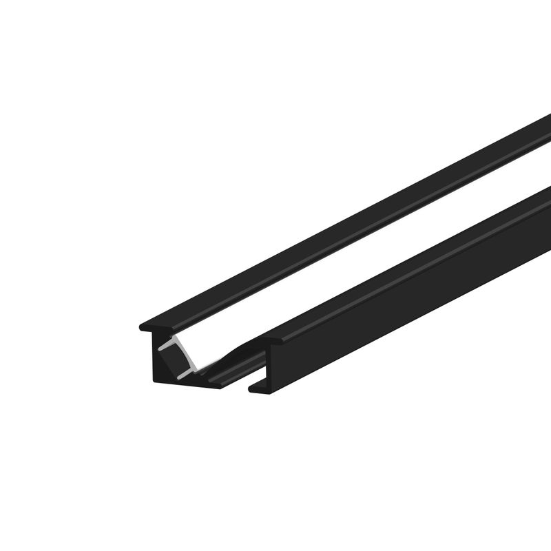 Recessed Black Aluminum Profile for Furniture, White Milky Cover, 8.20ft 0.92x0.35in