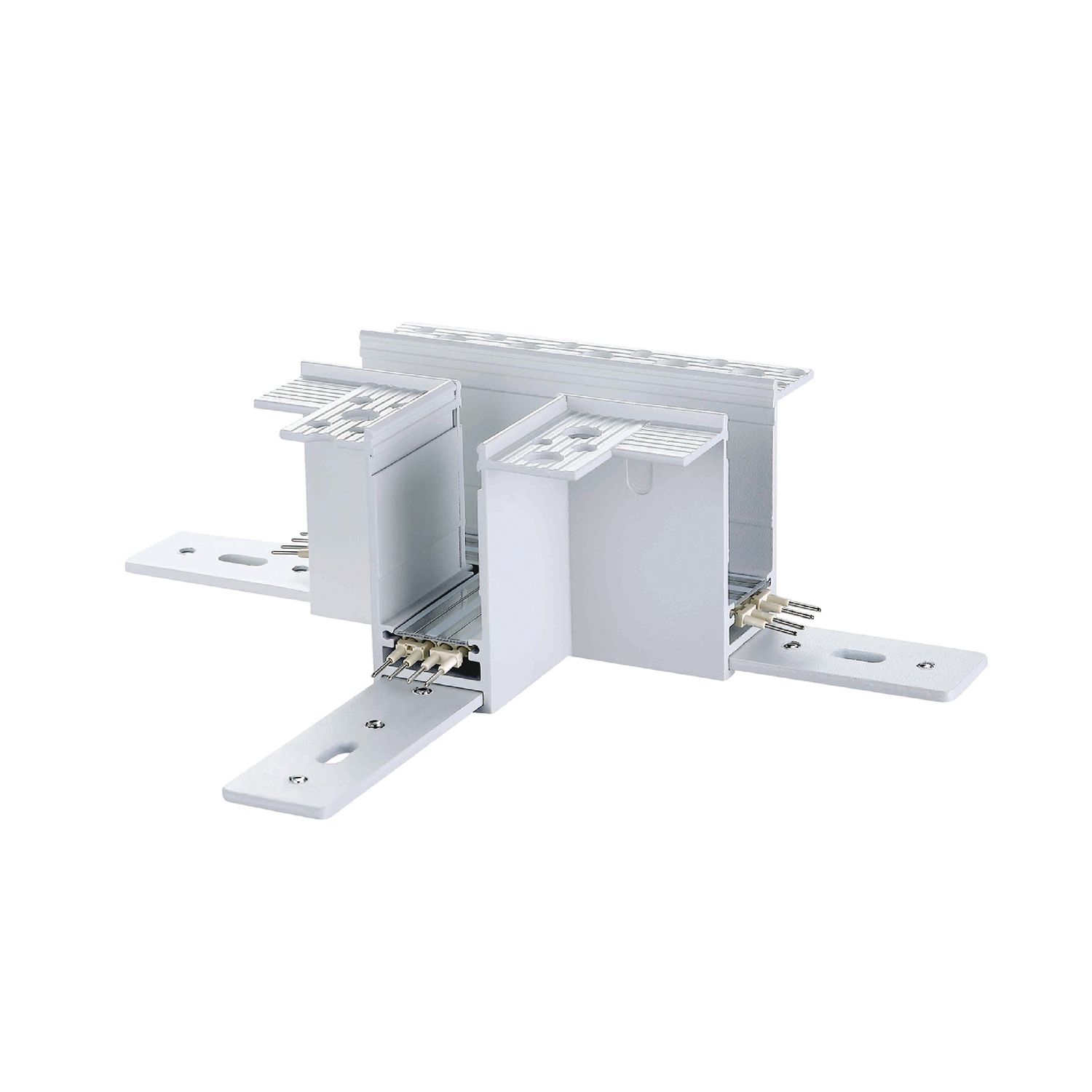 White T-Connector for Recessed Magnetic Track