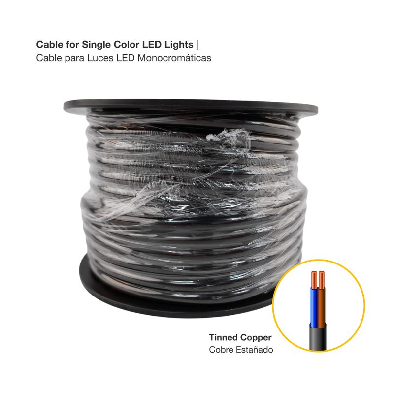 18 AWG 2-Conductor Stranded LED Strip Wire, Brown/Blue, 82ft (25m)
