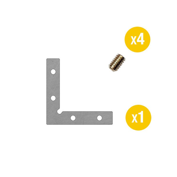 L-Shape Plate Connector for Aluminum Profiles, 90 degrees