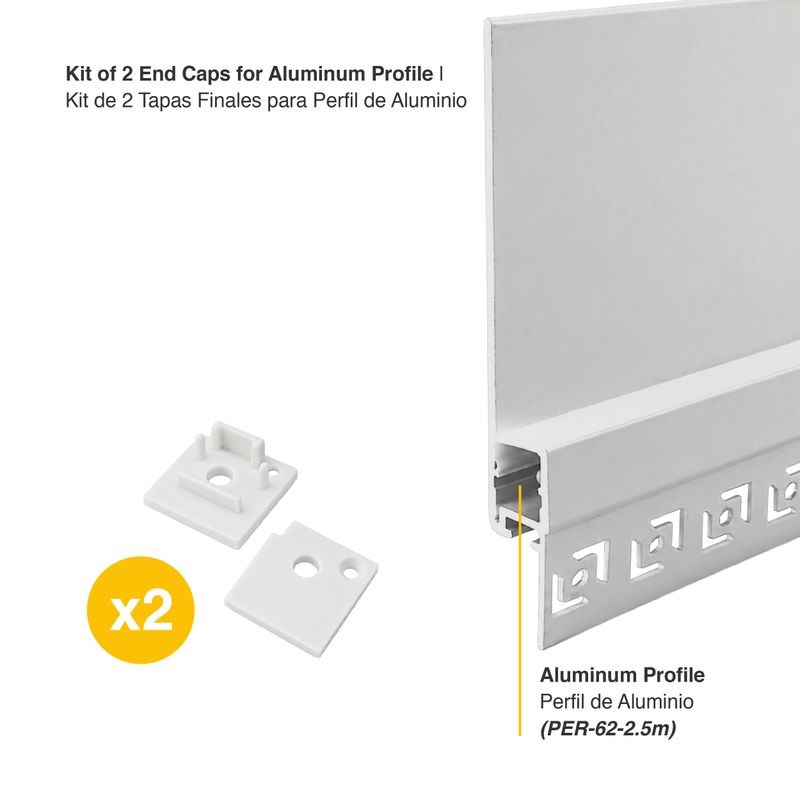 Kit of 2 End Caps for Aluminum Profile, compatible with PER-62