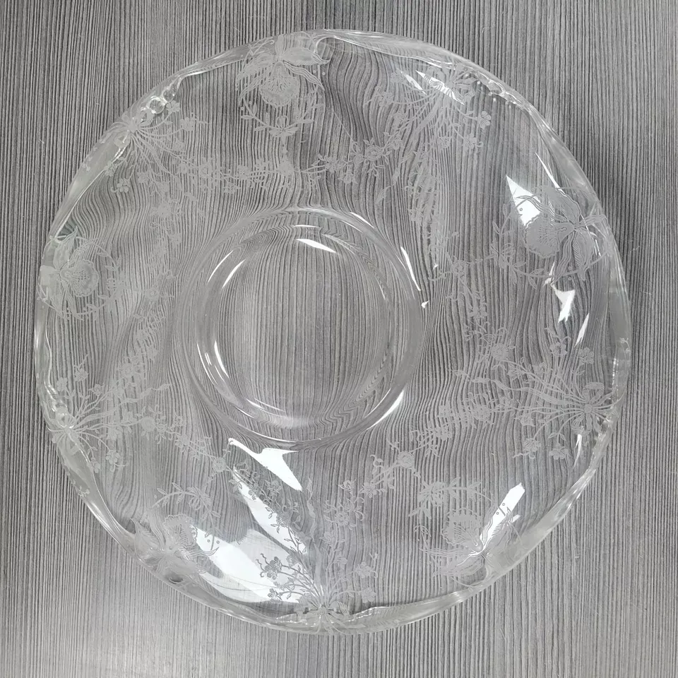 1940-1957 VINTAGE GLASS Heisey Orchid Etched 12 1/2" Crystal Bowl TORTE PLATE
