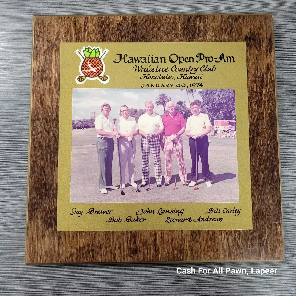 1974 Framed Photo Hawaiian Open Pro  Golf Tournament Waialae Country Club Plaque