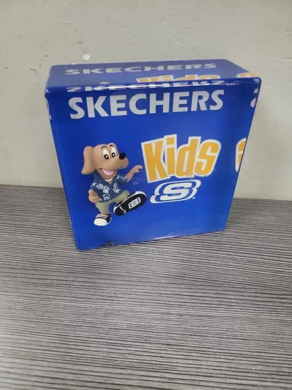 1990's vintage skechers kids s lucite sign paperweight anamorphic dog 5x5x2 cube