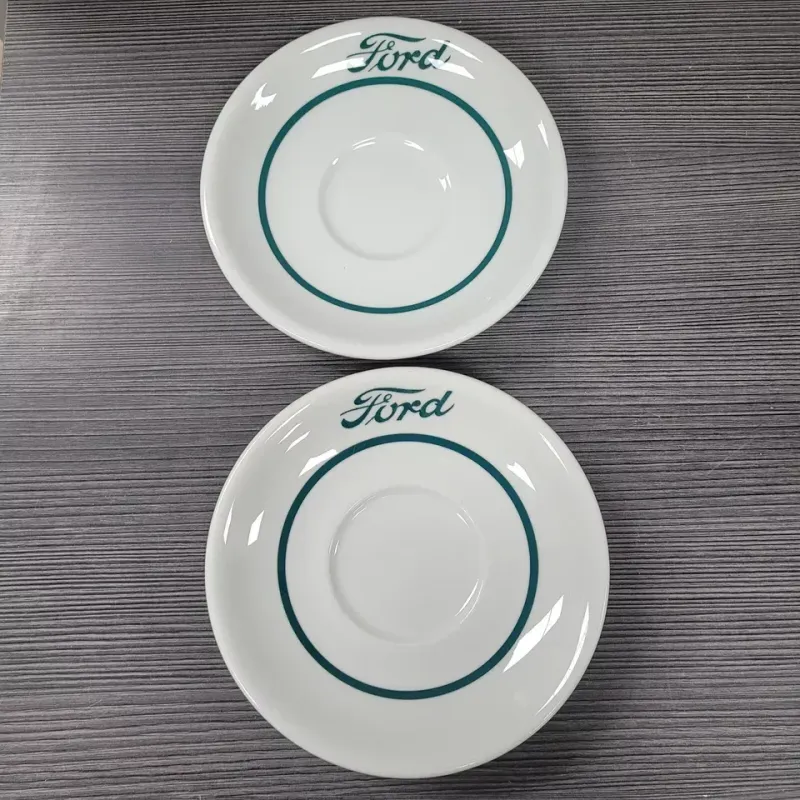 2 Ford Motor Co. Cafeteria China Saucer Shenango New Castle PA USA Vintage 6"